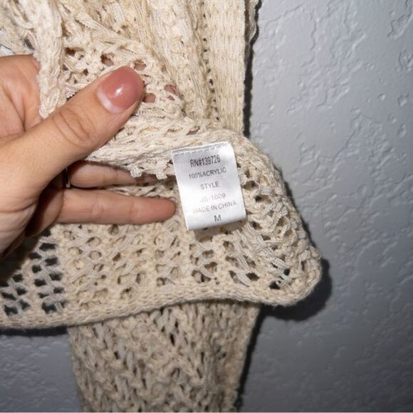 Honey Punch Cream Open Knit Draped Cardigan Size‎ Medium - Picture 4 of 6